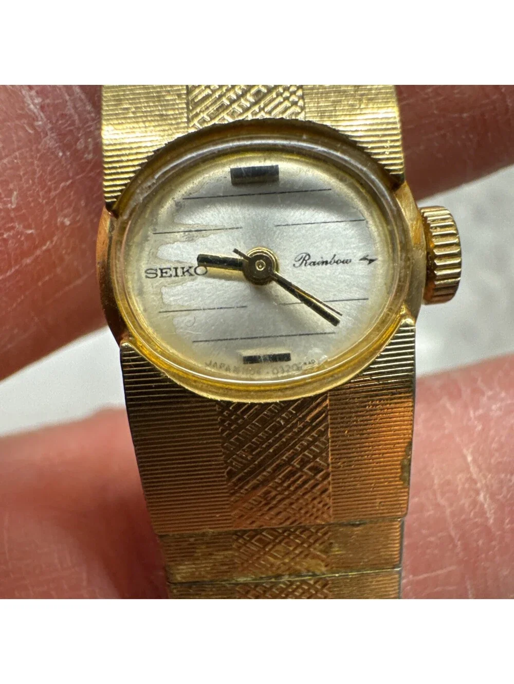 Vintage Seiko Rainbow Watch Woman Manual Wind 18k Gf Works 1104-7020